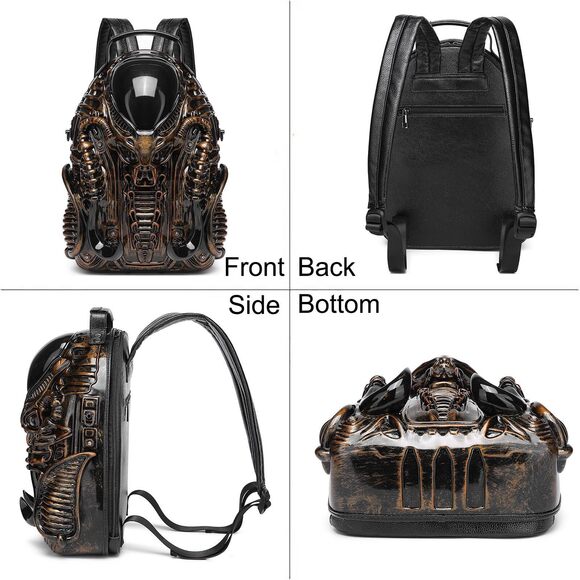 3616 and PVC 3D Xenomorph Shaped Purse Alien Backpack, White